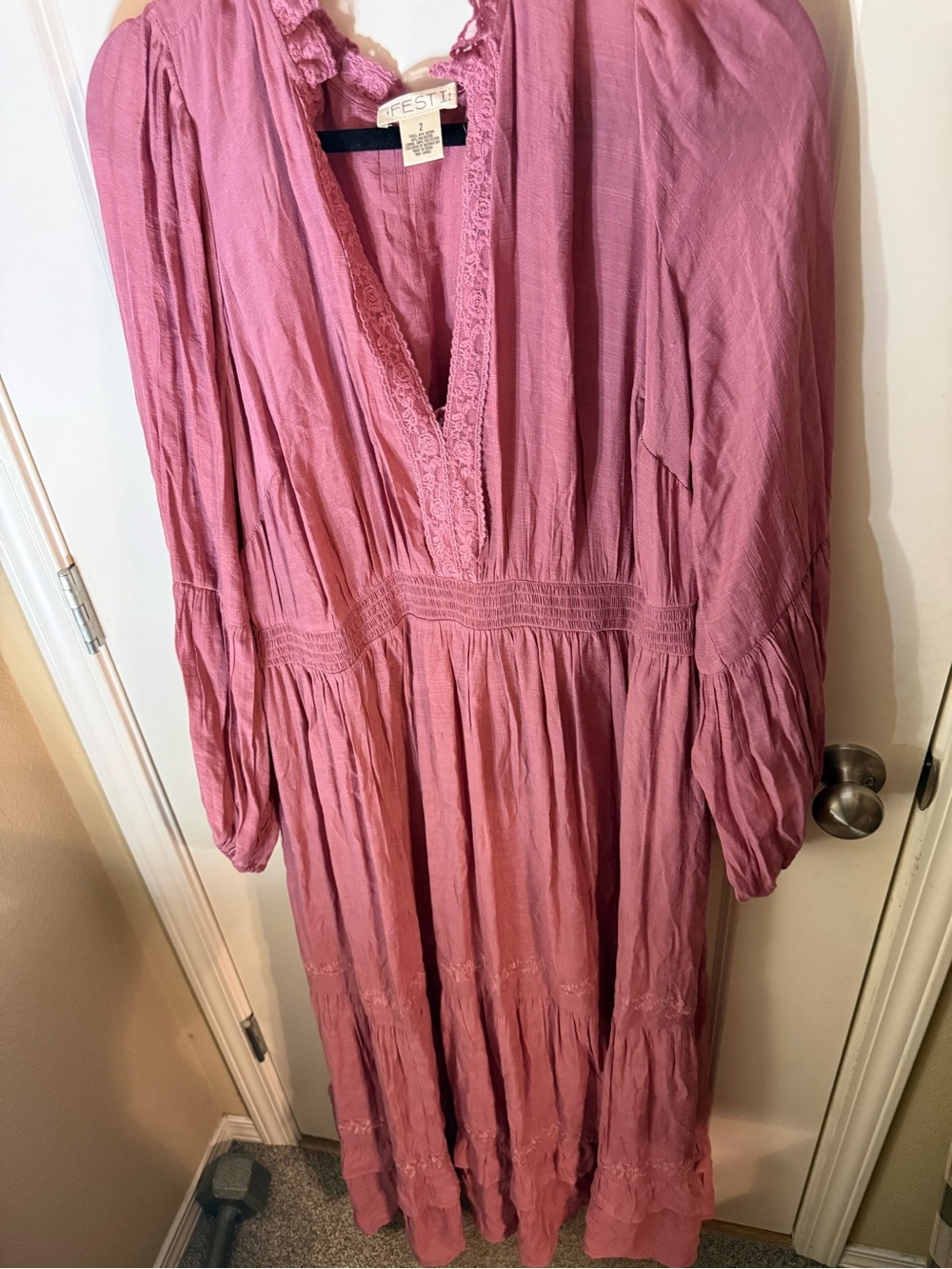 Torrid FESTI 2X Mesa Rose Crochet Smocked Waist Maxi Dress NWT